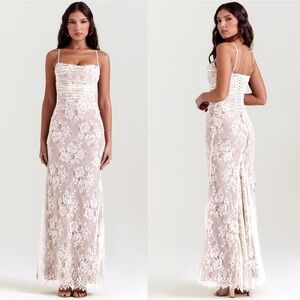 House of CB S D-DD ‘Artemis’ Vintage Cream Lace Maxi Dress NWOT S
